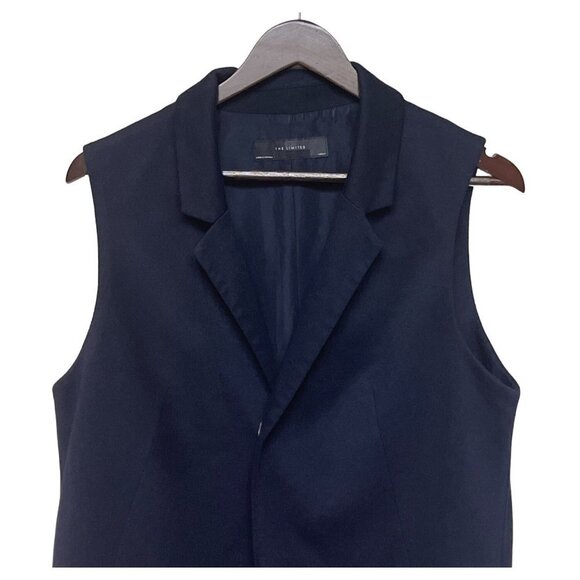 The Limited Solid Navy Blue Duster Vest Cardigan Sleeveless Long Women's Medium - Picture 2 of 9
